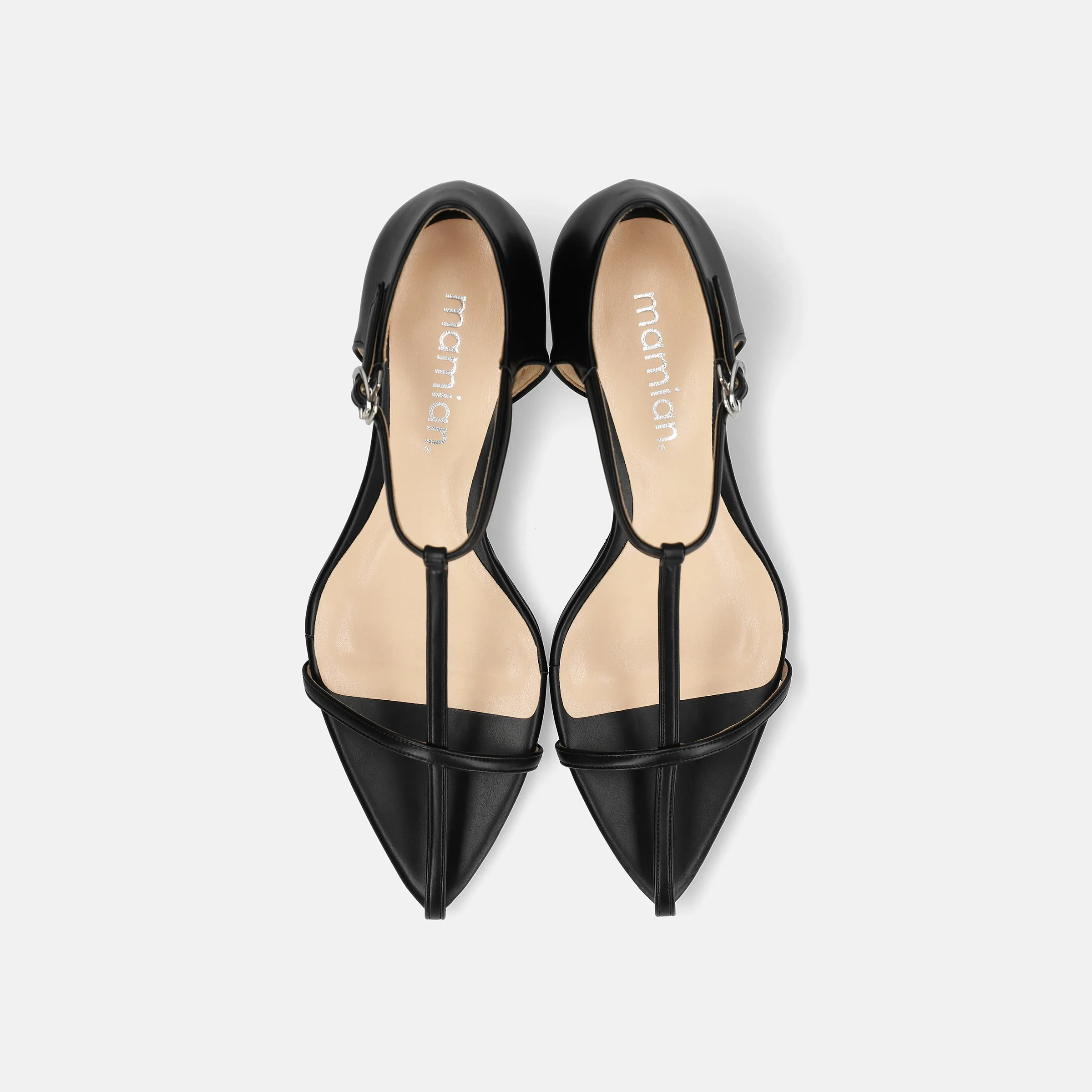 15% OFF: 2024SS: T-strap pointed sandals (m50011) Black