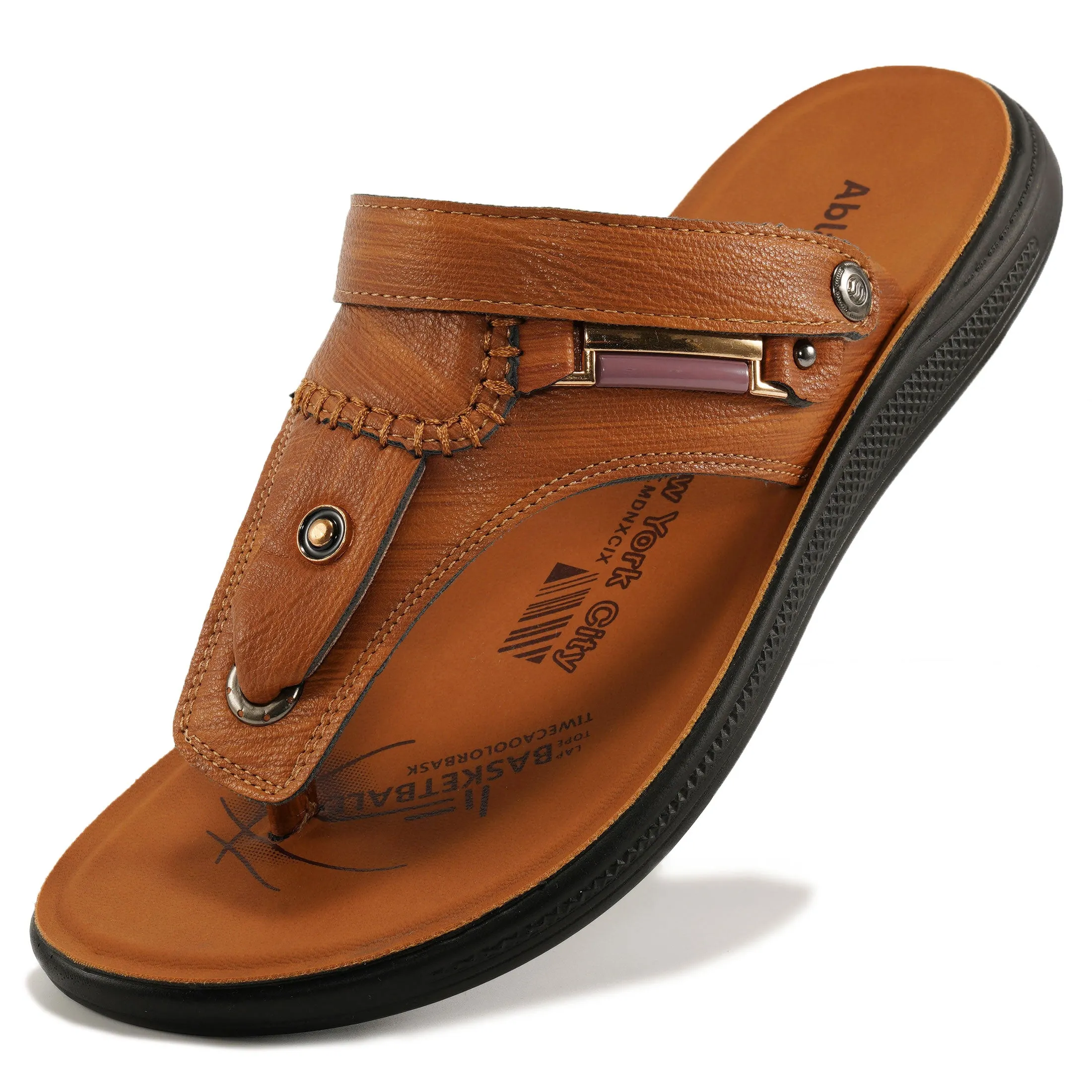 Ablanczoom Mens Sandals Comfortable Walking And Casual Leather Flip-Flops