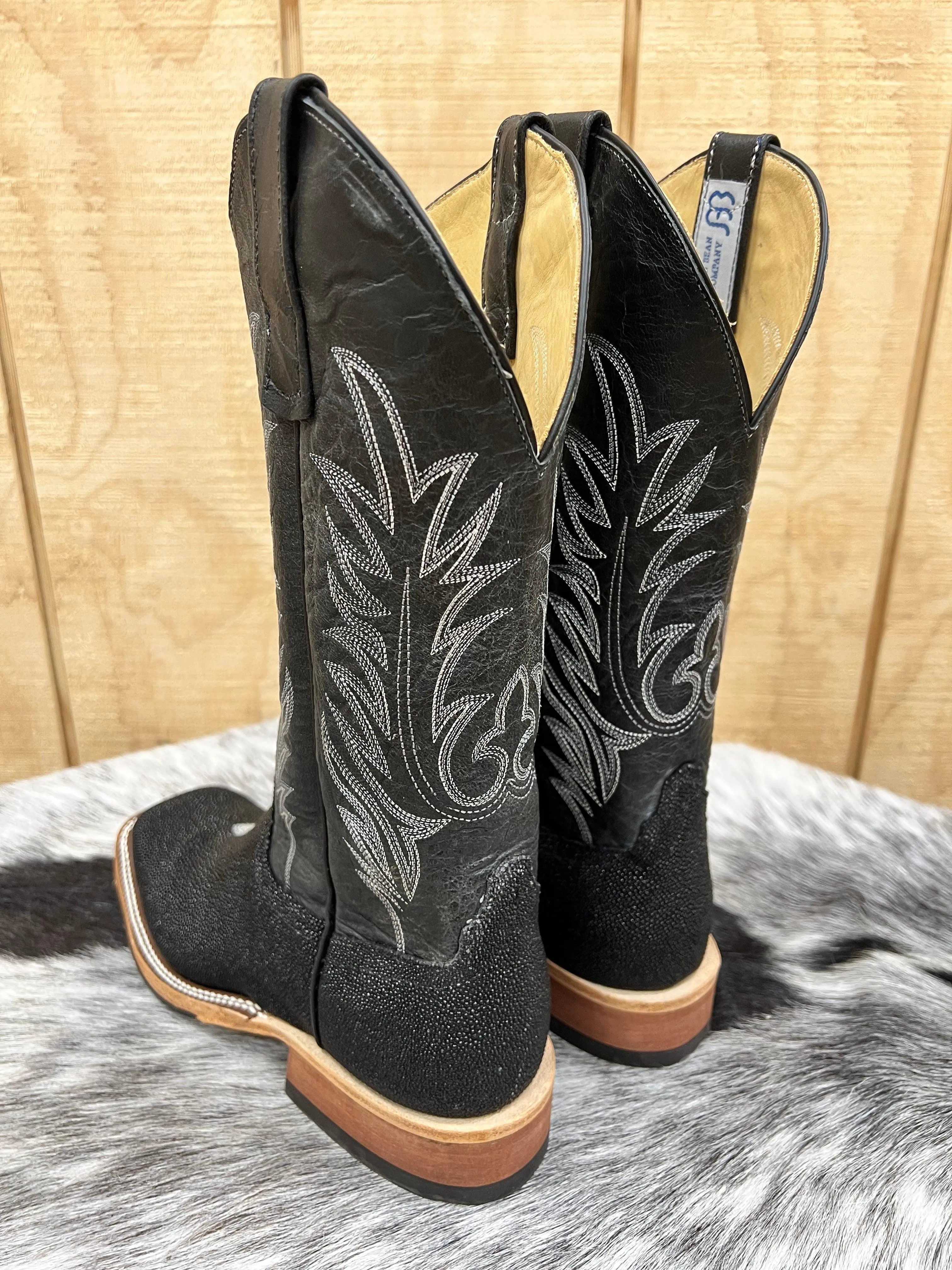 Anderson Bean Men's Black Stingray & 13” Black Explosion Top Square Toe Cowboy Boots 335355 338946