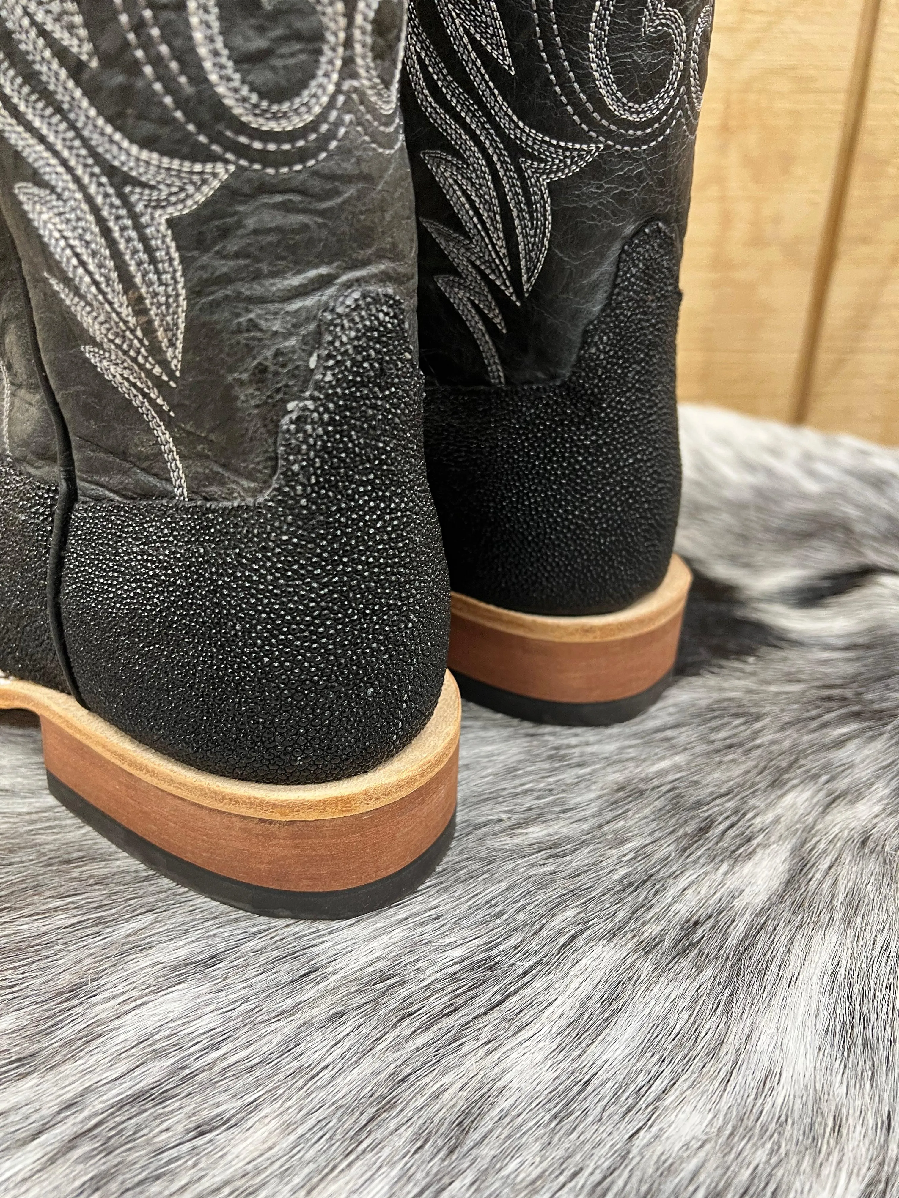 Anderson Bean Men's Black Stingray & 13” Black Explosion Top Square Toe Cowboy Boots 335355 338946