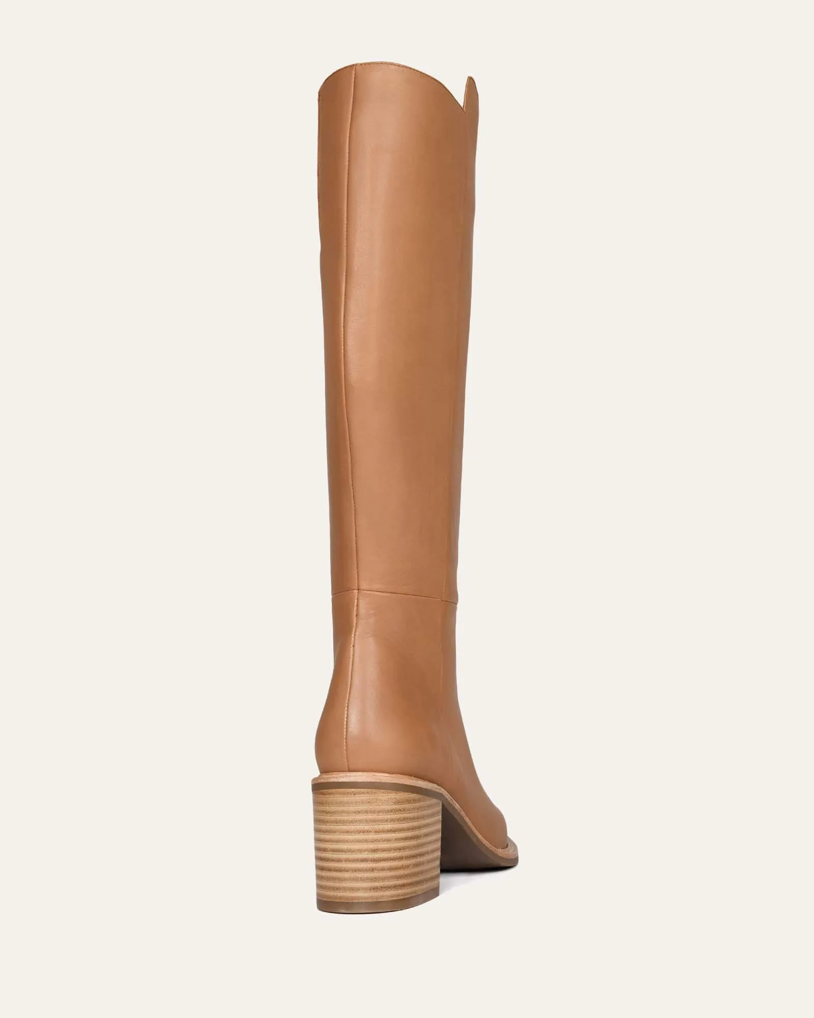 ANISSA KNEE BOOTS BEIGE LEATHER