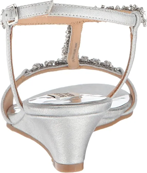 Badgley Mischka Women's Yadira Wedge Sandal, Silver, 7 M US