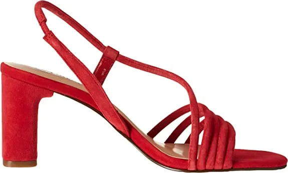 Bella Vita Women's Block Heel Sandal Heeled, Red Kidsuede Leather, 7.5 X-Wide