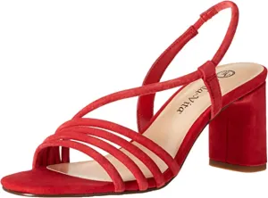 Bella Vita Women's Block Heel Sandal Heeled, Red Kidsuede Leather, 7.5 X-Wide