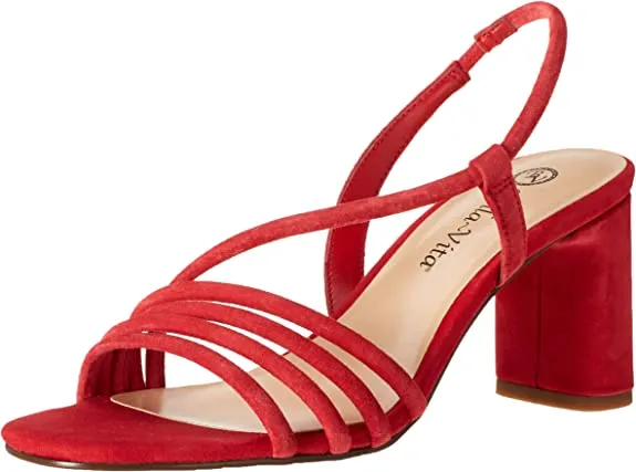 Bella Vita Women's Block Heel Sandal Heeled, Red Kidsuede Leather, 7.5 X-Wide