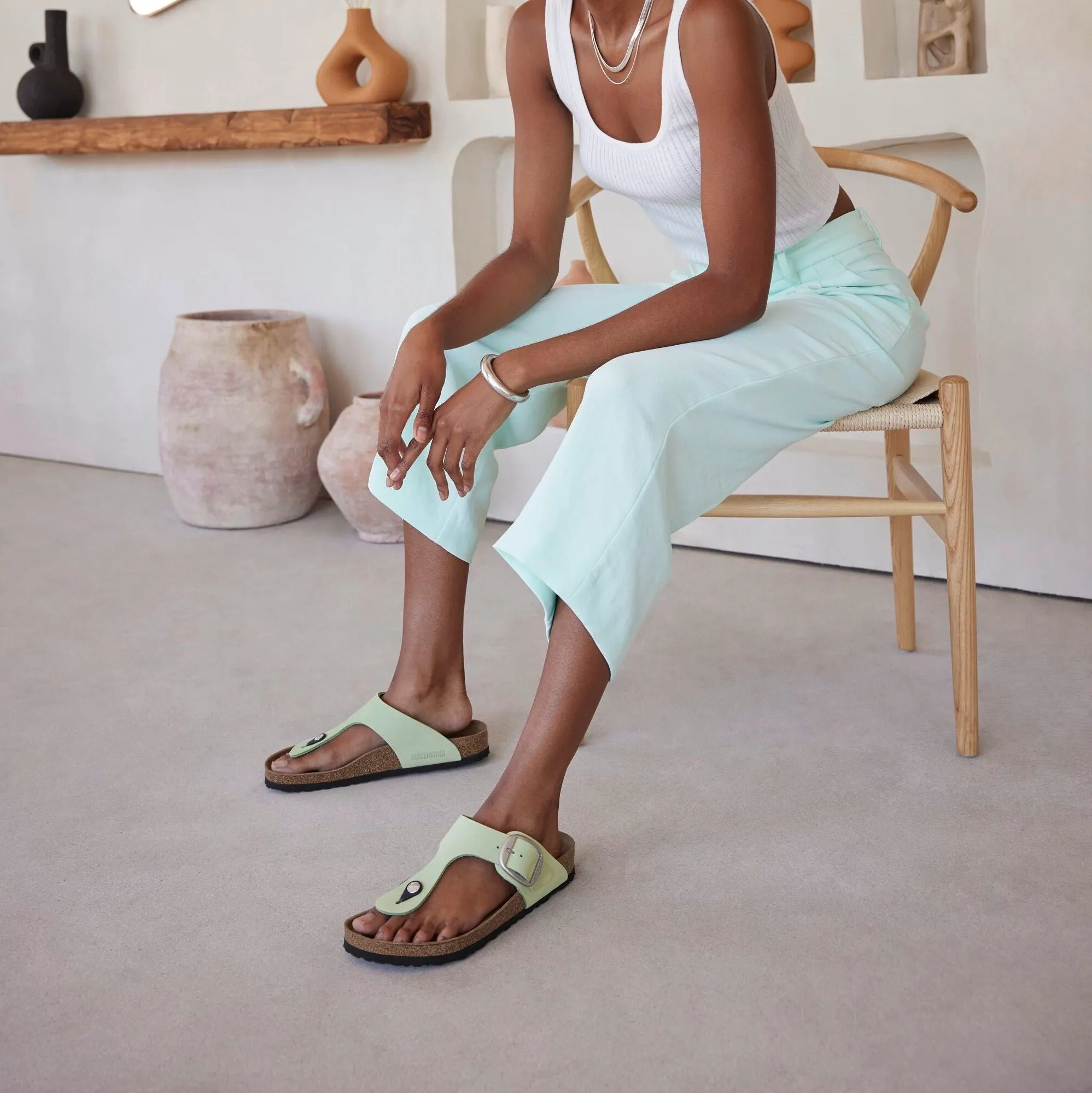 Birkenstock Gizeh Big Buckle matcha nubuck