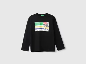 Boys Black Printed Regular T Shirt