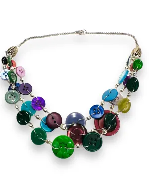 Button Necklace- Cool Tones