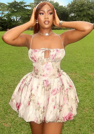 Chic High Waist Printed A-Line Dress with Summer Vibes