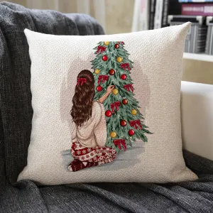 Christmas Themed Linen Pillowcase