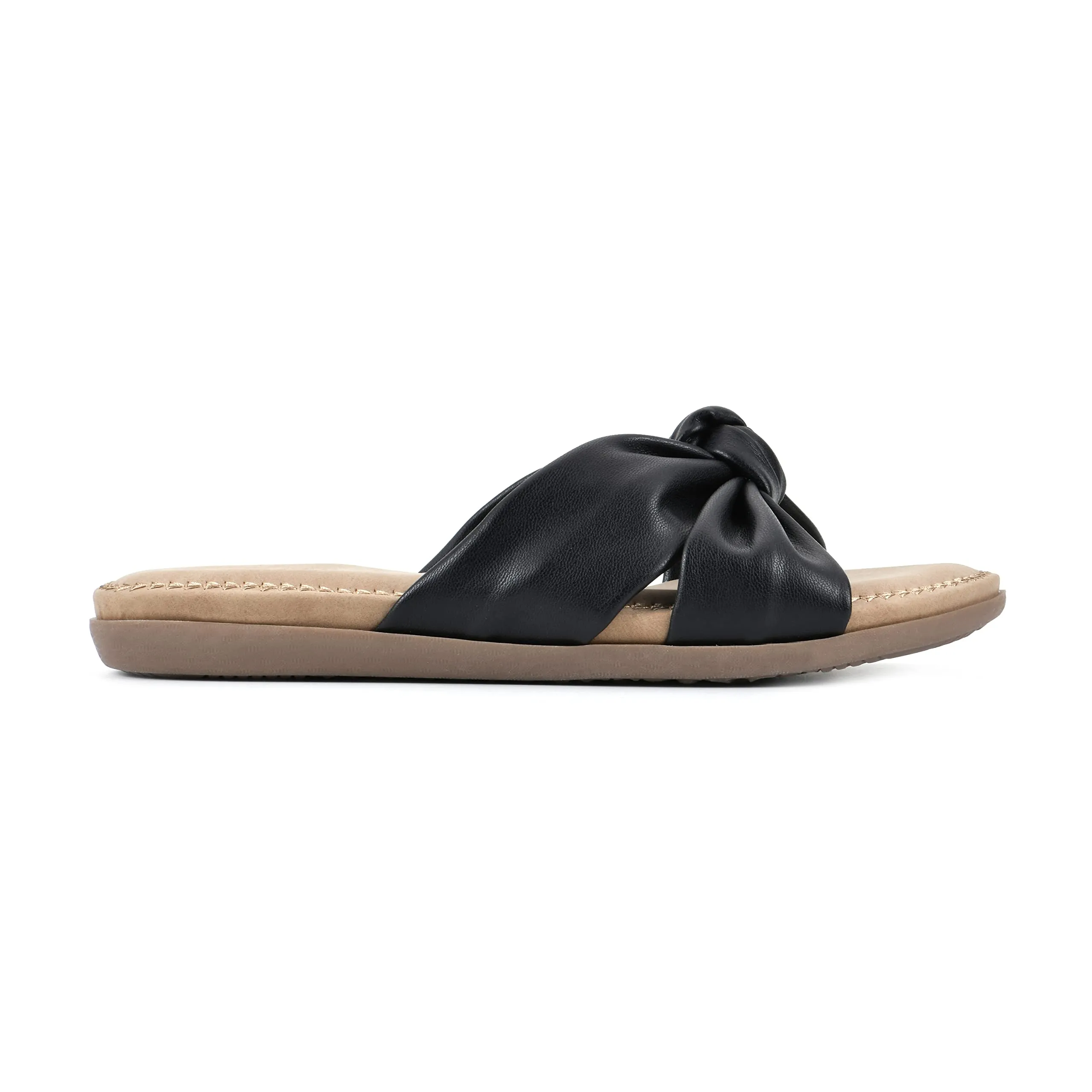 CLIFFS BY WHITE MOUNTAIN Favorite Women's Slide Sandal, Black/Smooth, 9 M