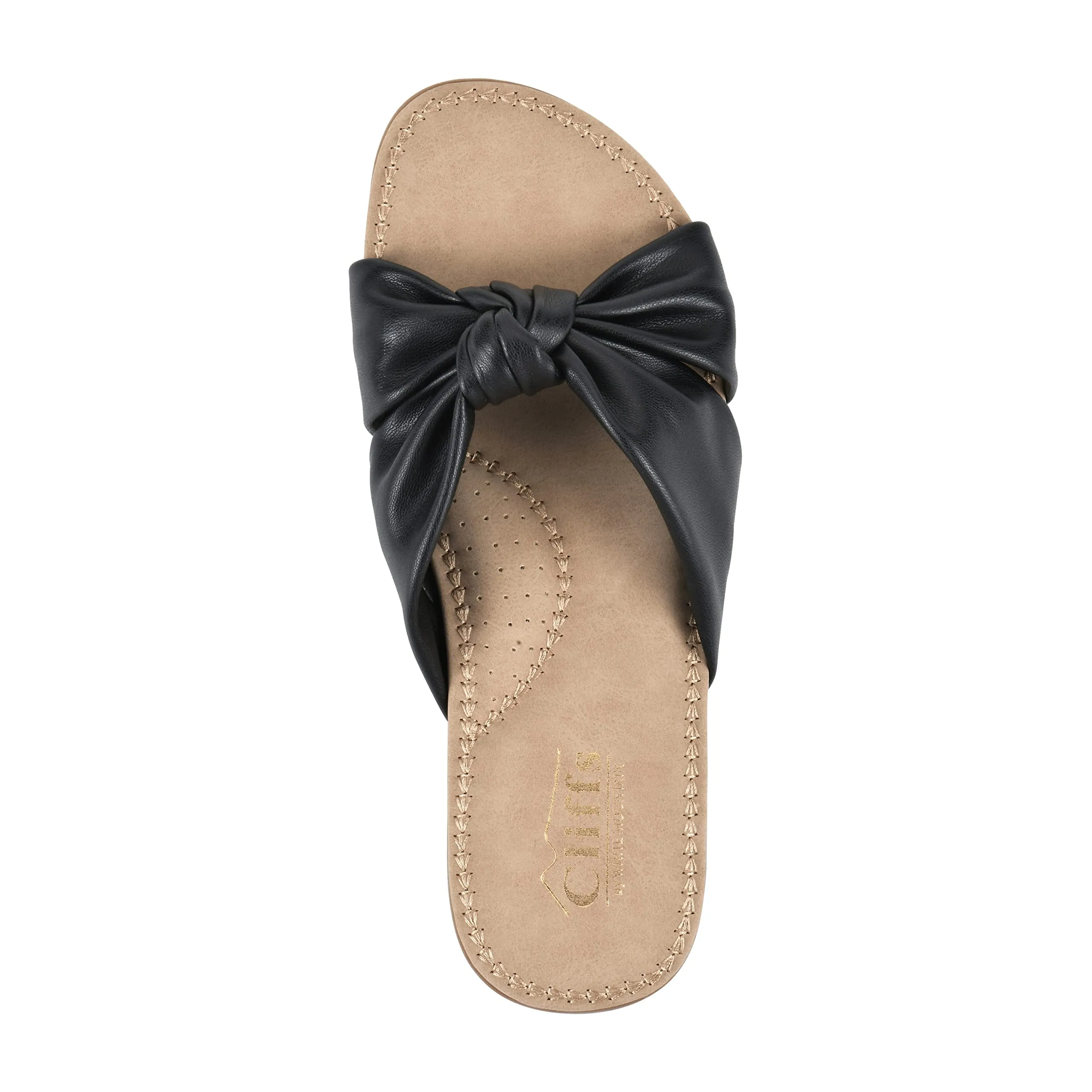 CLIFFS BY WHITE MOUNTAIN Favorite Women's Slide Sandal, Black/Smooth, 9 M