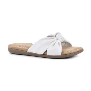 CLIFFS BY WHITE MOUNTAIN Favorite Women's Slide Sandal, White/Smooth, 7 M
