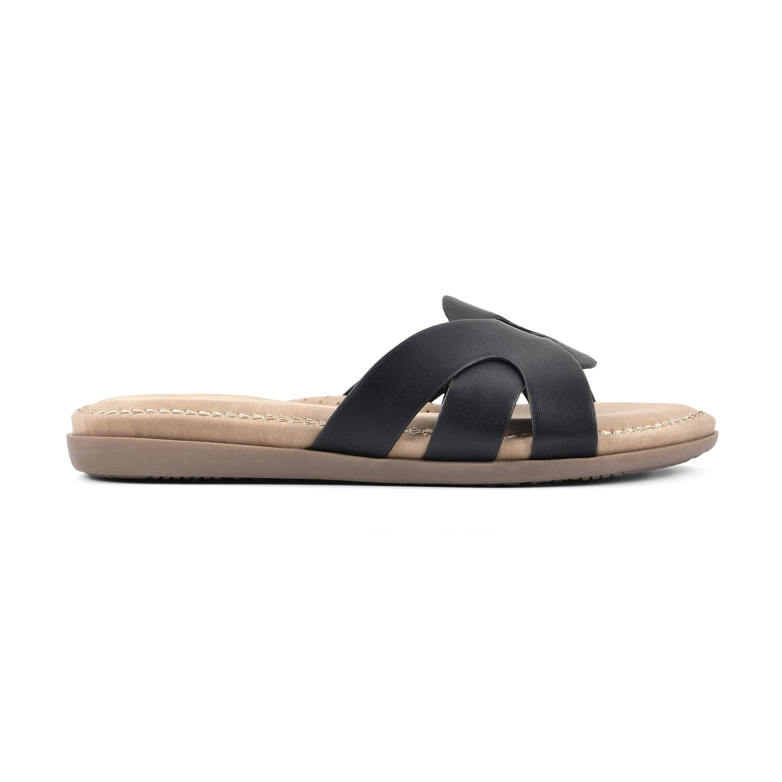 CLIFFS BY WHITE MOUNTAIN Fortunate Women's Slide Sandal, Black/Burnished/Smooth, 10 M