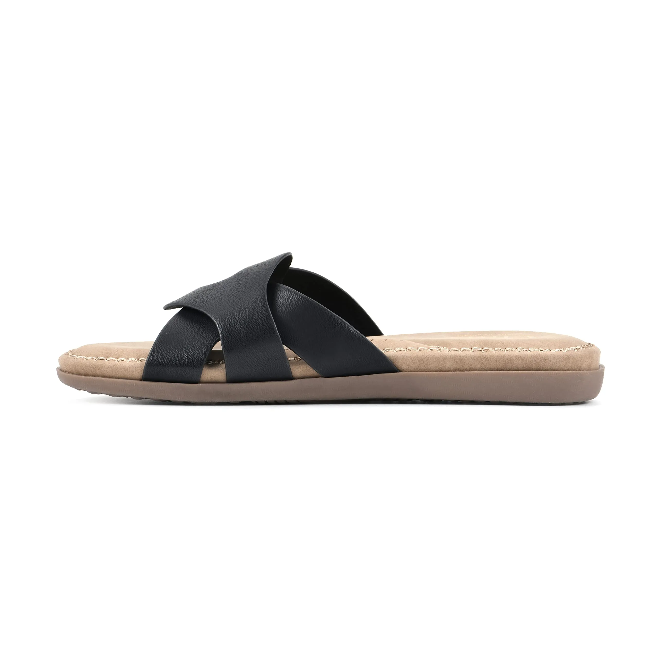 CLIFFS BY WHITE MOUNTAIN Fortunate Women's Slide Sandal, Black/Burnished/Smooth, 10 M