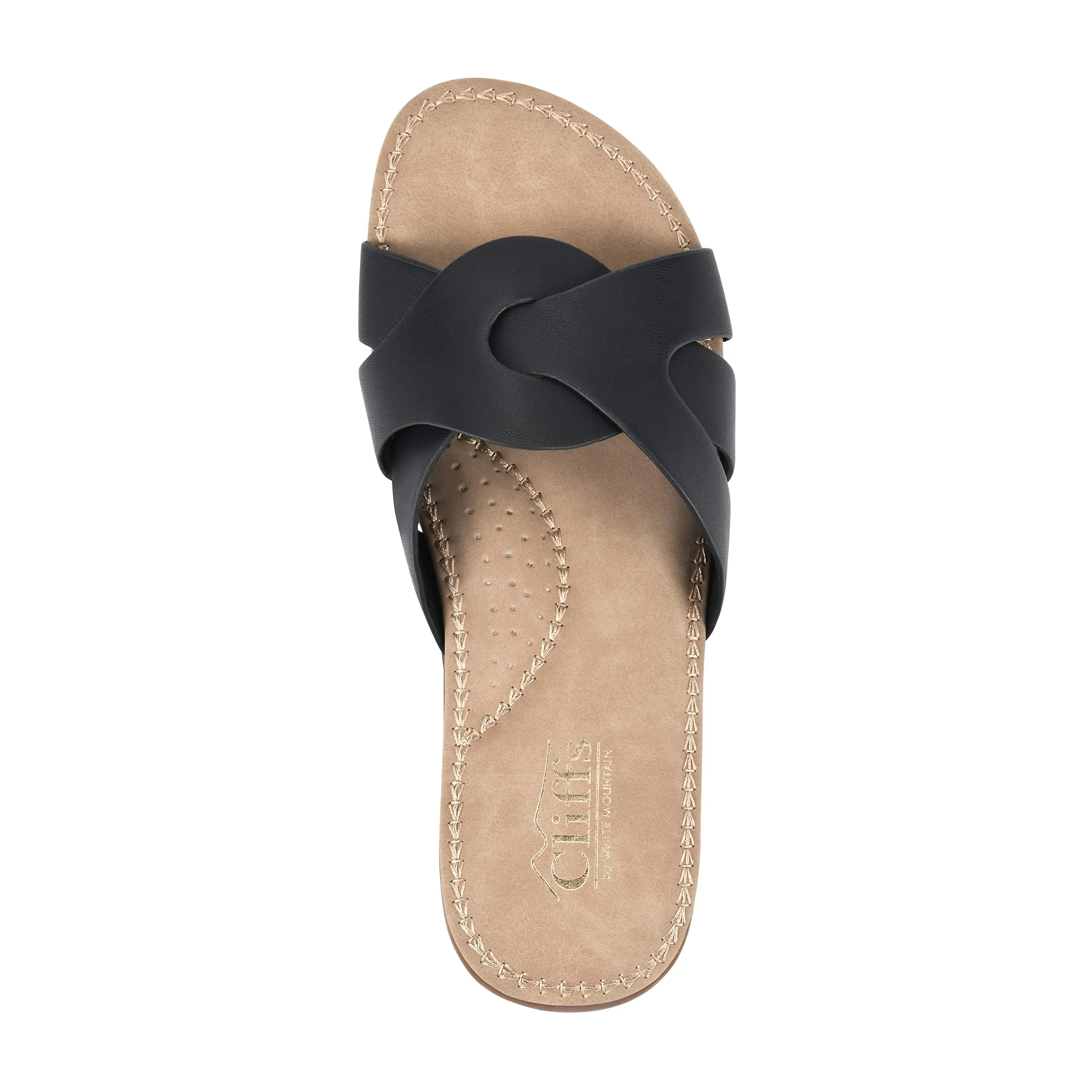 CLIFFS BY WHITE MOUNTAIN Fortunate Women's Slide Sandal, Black/Burnished/Smooth, 10 M