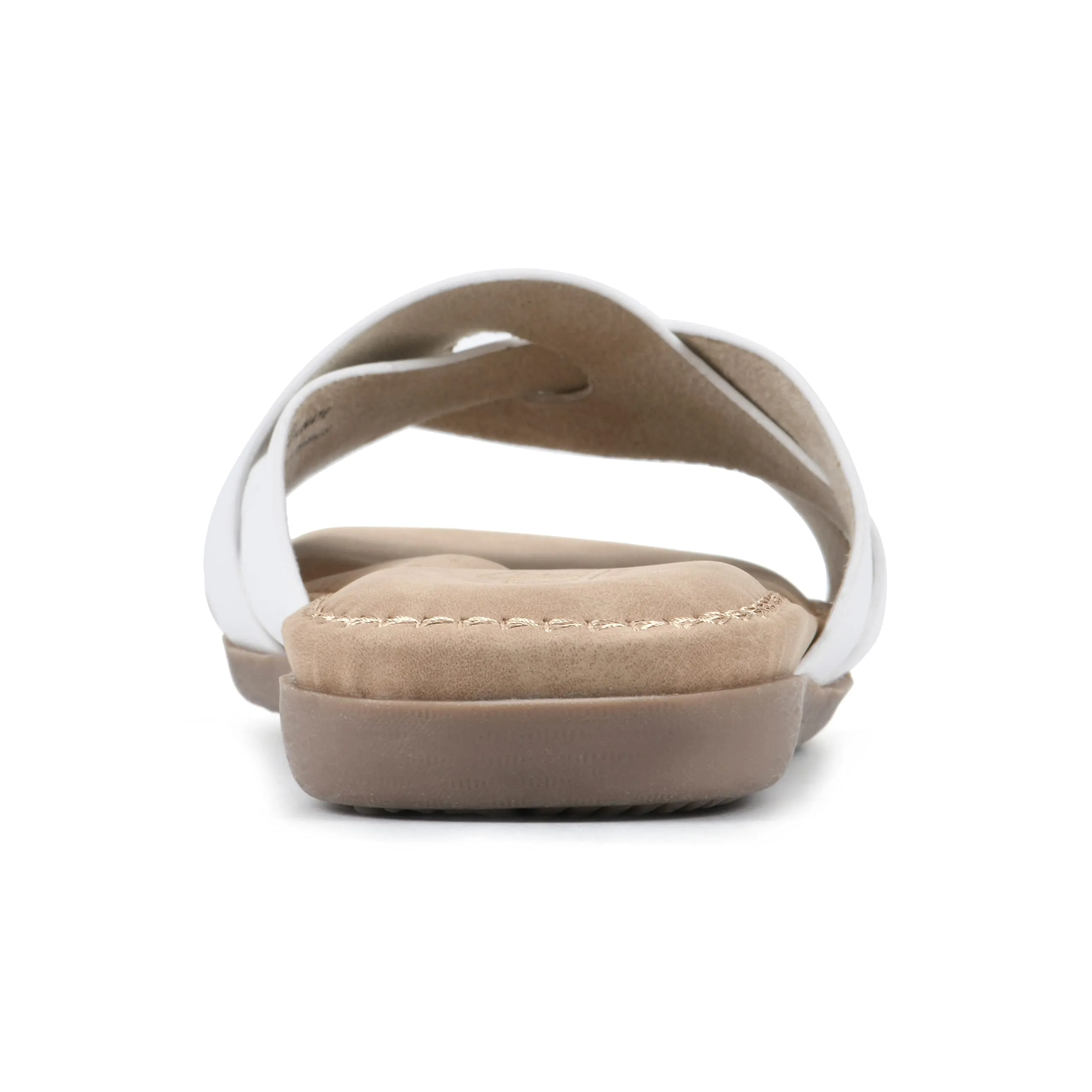 CLIFFS BY WHITE MOUNTAIN Fortunate Women's Slide Sandal, White/Burnished/Smooth, 6.5 M