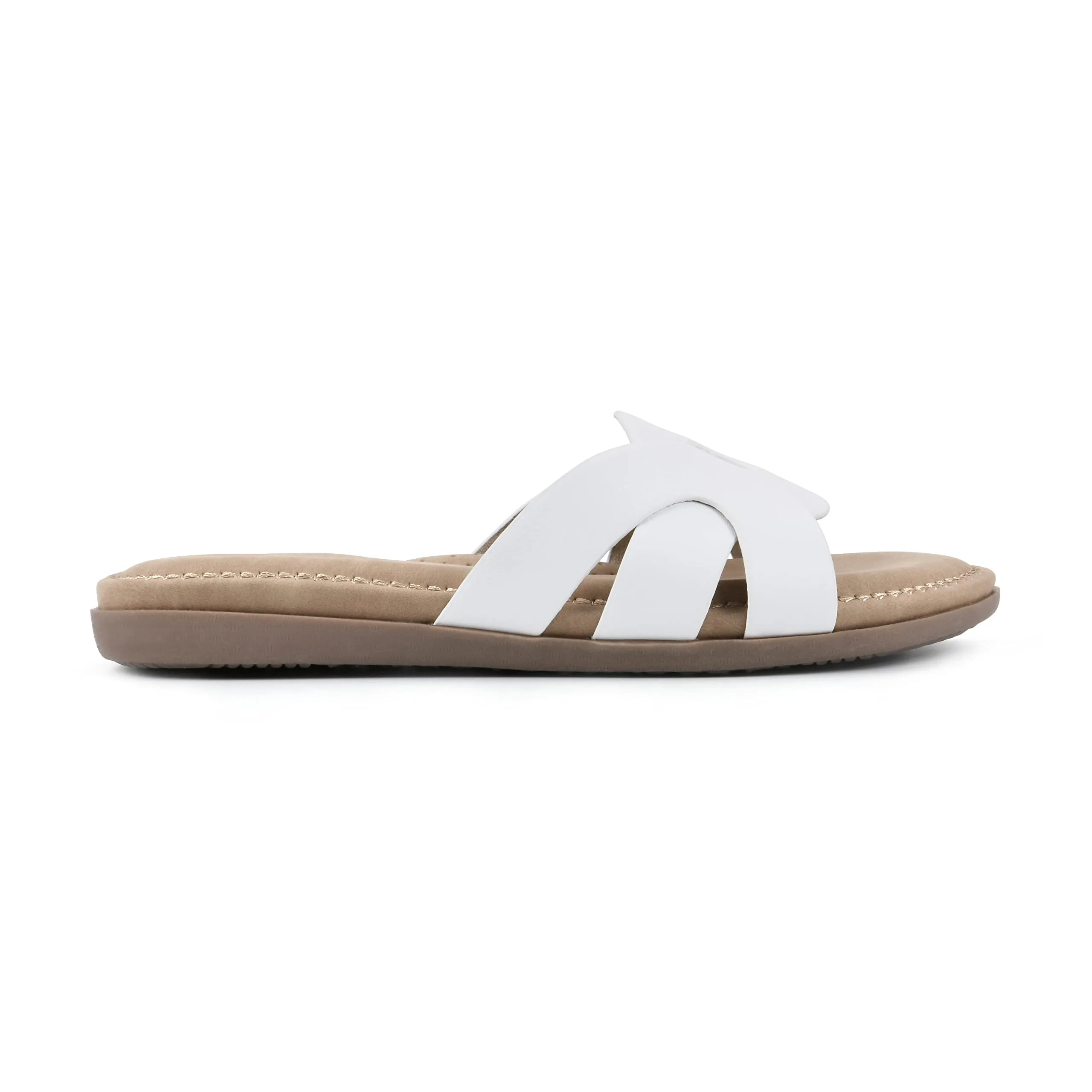 CLIFFS BY WHITE MOUNTAIN Fortunate Women's Slide Sandal, White/Burnished/Smooth, 6.5 M