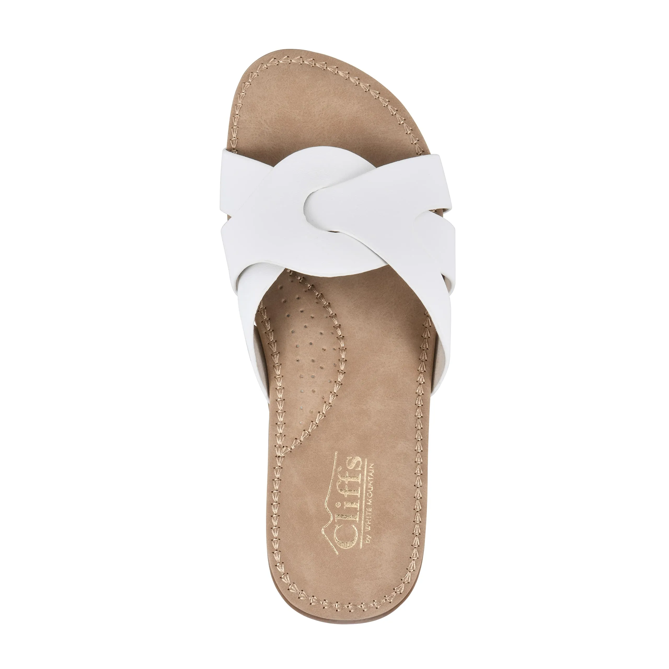 CLIFFS BY WHITE MOUNTAIN Fortunate Women's Slide Sandal, White/Burnished/Smooth, 6.5 M