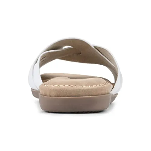 CLIFFS BY WHITE MOUNTAIN Fortunate Women's Slide Sandal, White/Burnished/Smooth, 7 M