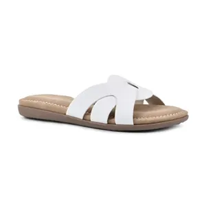 CLIFFS BY WHITE MOUNTAIN Fortunate Women's Slide Sandal, White/Burnished/Smooth, 7 M