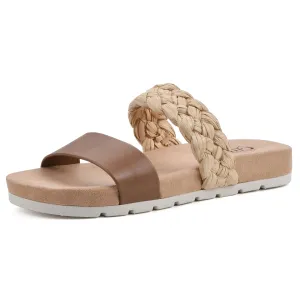 CLIFFS BY WHITE MOUNTAIN Women's Tonic Slide Sandal, Tan/Smooth, 7 M
