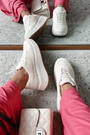 Coastal Strolls Woven Raffia Platform Sneakers (Beige/Raffia)