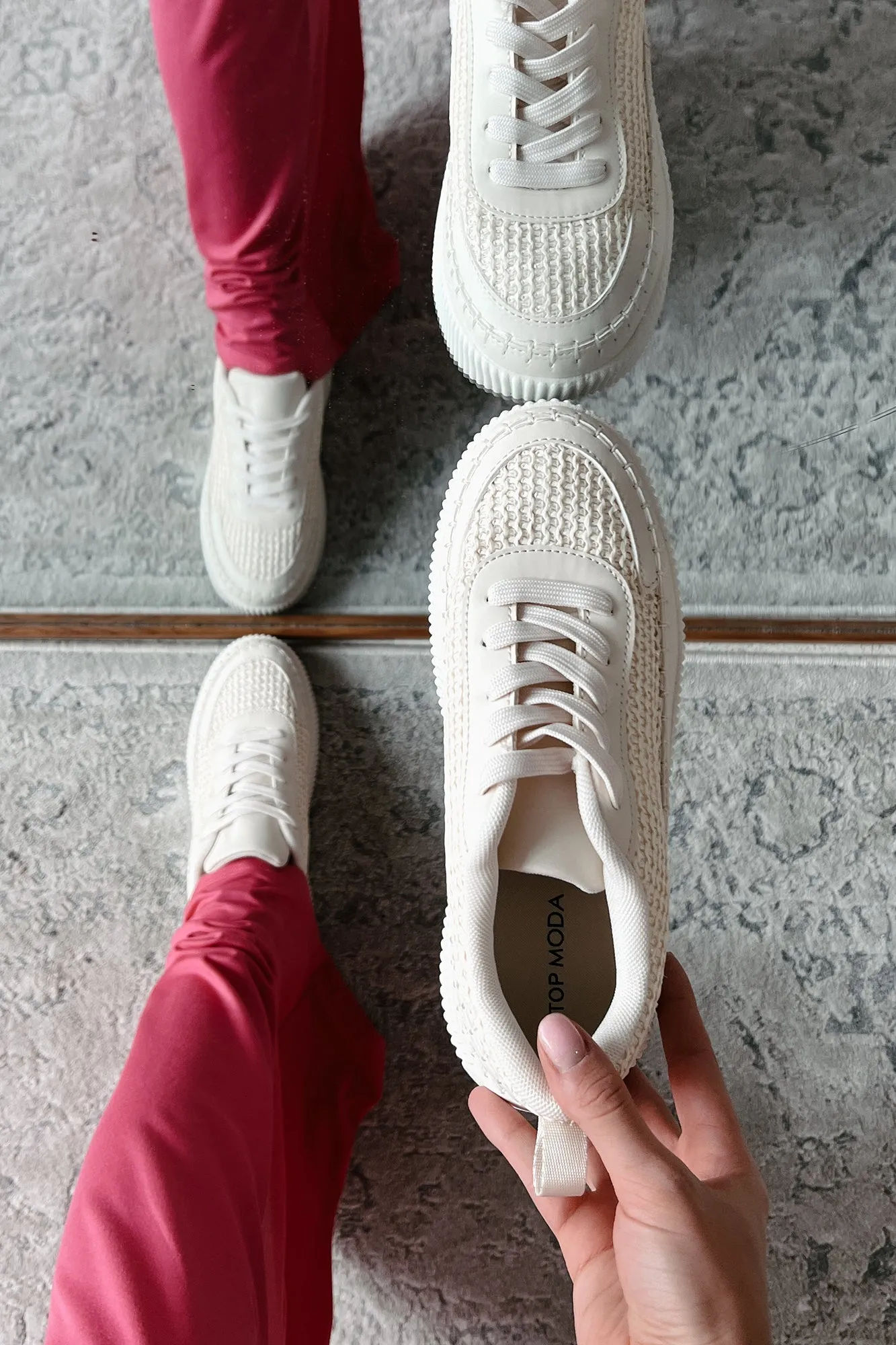 Coastal Strolls Woven Raffia Platform Sneakers (Beige/Raffia)