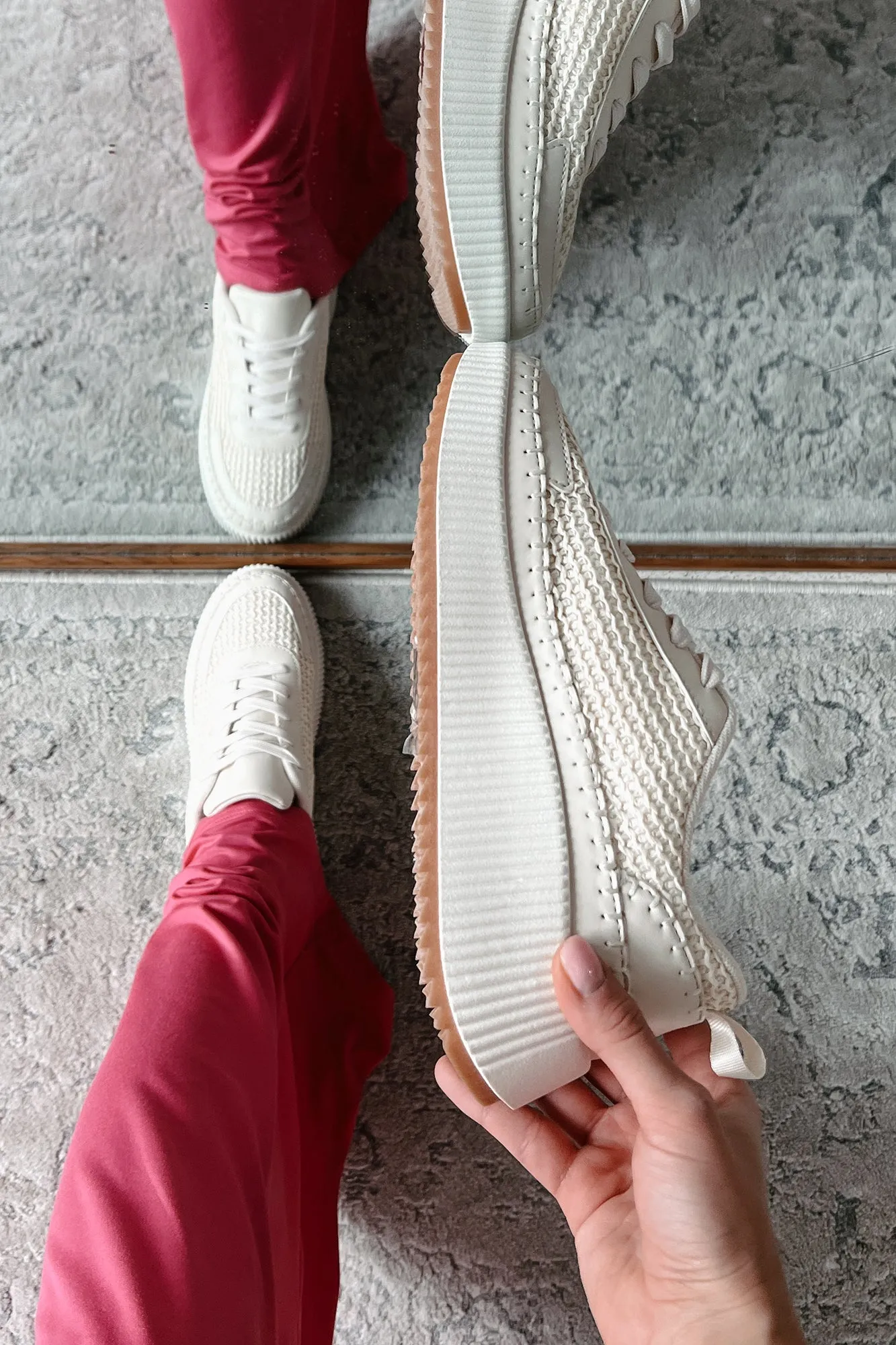 Coastal Strolls Woven Raffia Platform Sneakers (Beige/Raffia)