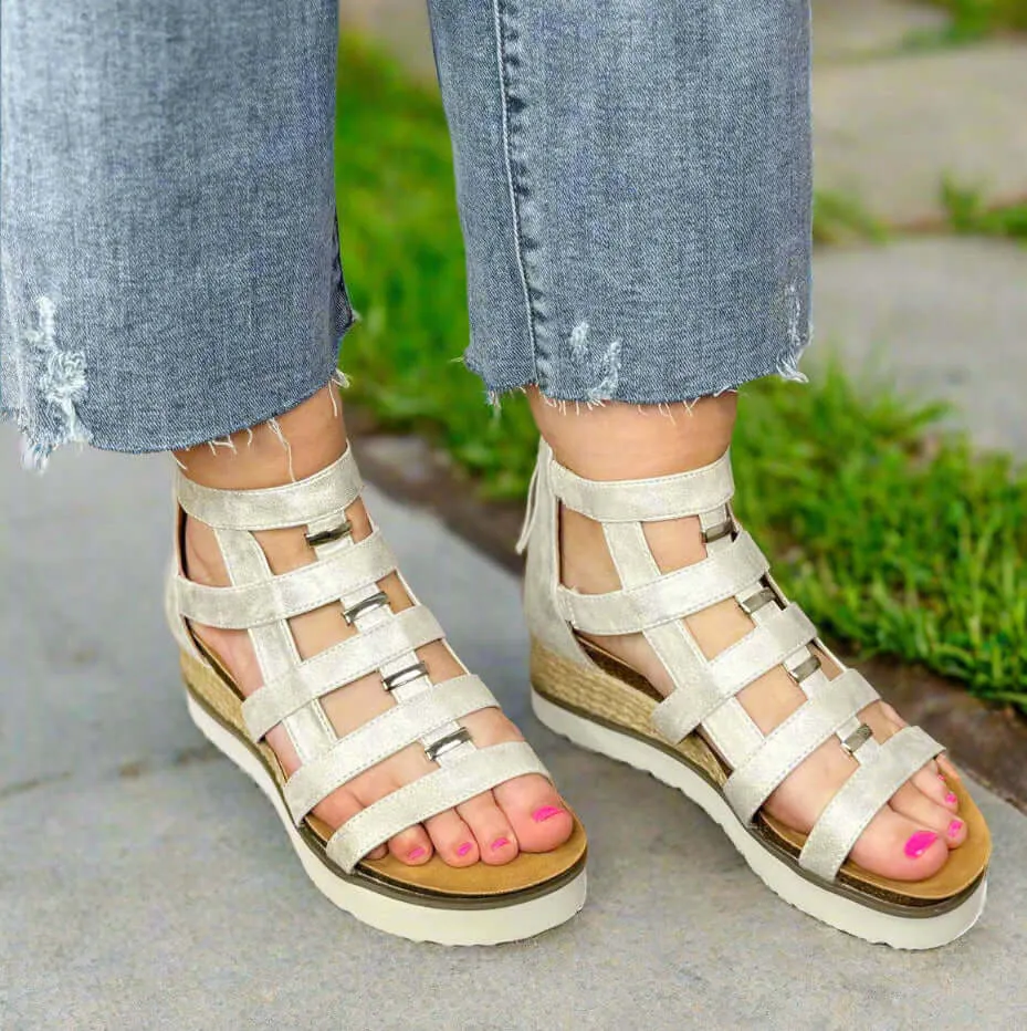 CORKYS CAGED WEDGE SANDALS (silver)