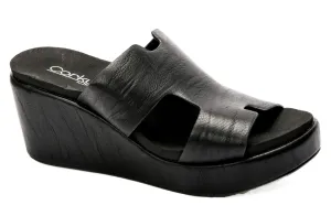 Corkys Women's Pucker Up Wedge Sandal - Black Smooth 41-0375