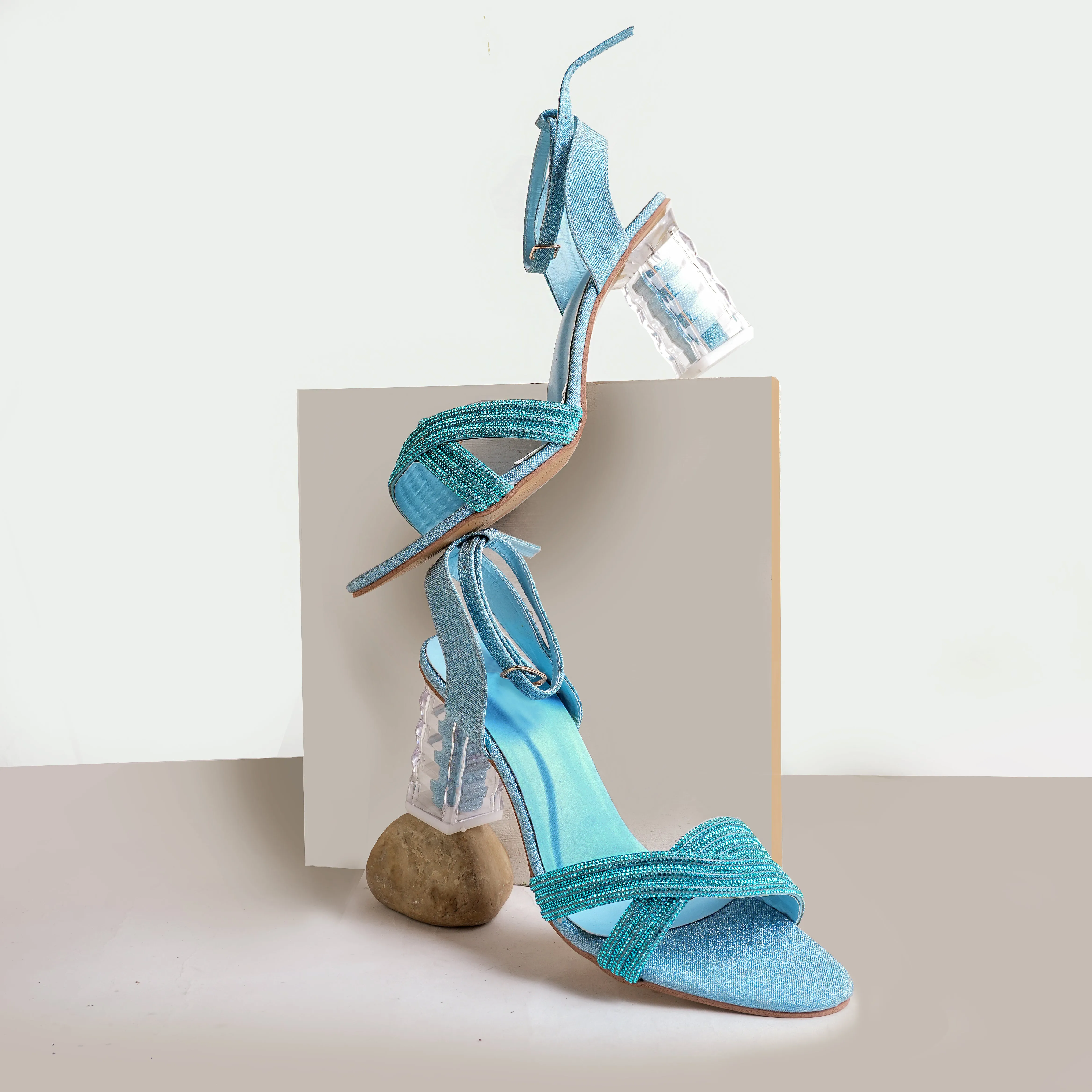 Crystal Ocean High Heel Sandal - Sky Blue