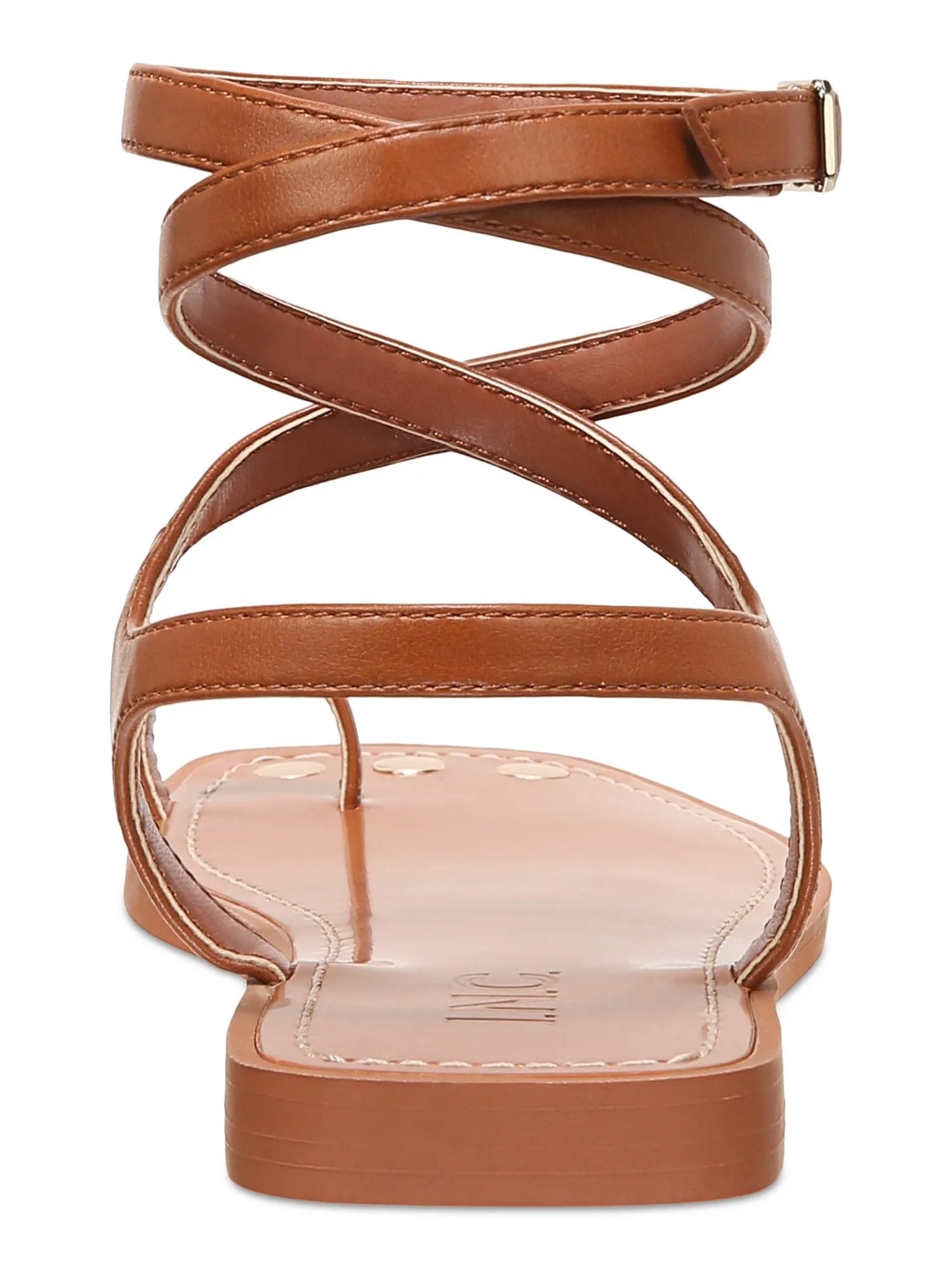 Cufflinks Inc. Women's REMMIE Faux Leather Ankle strap Gladiator Sandals Medium - Tan Smooth, 6