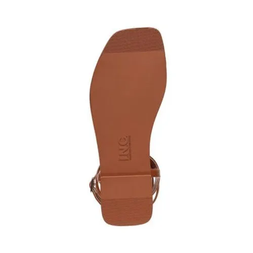 Cufflinks Inc. Women's REMMIE Faux Leather Ankle strap Gladiator Sandals Medium - Tan Smooth, 6