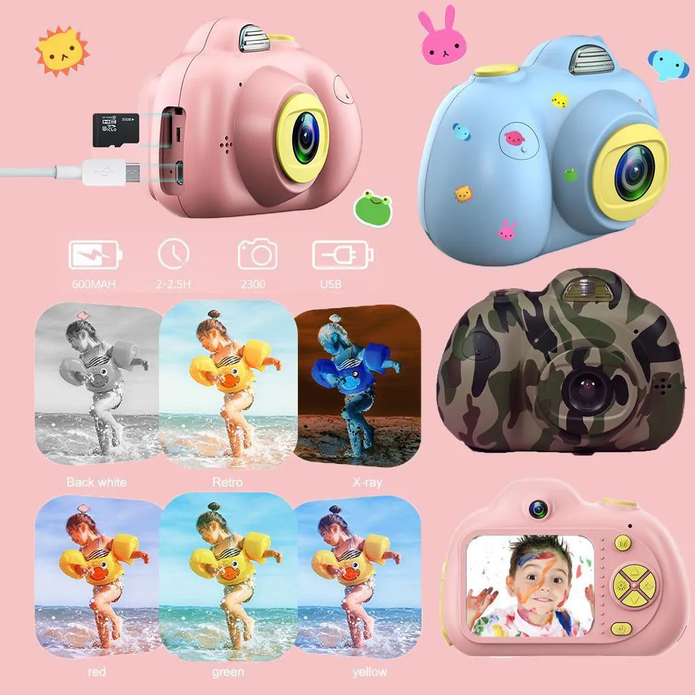 Cute Portable 2.0" LCD Mini Camera Dual Cameras 8.0MP Kids Children Digital Camera Blue