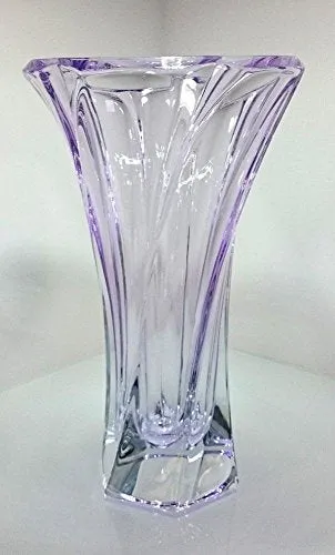 Decorative Crystal Flower Purple Vase "Oklahoma" 13-in, Elegant Centerpiece Bud