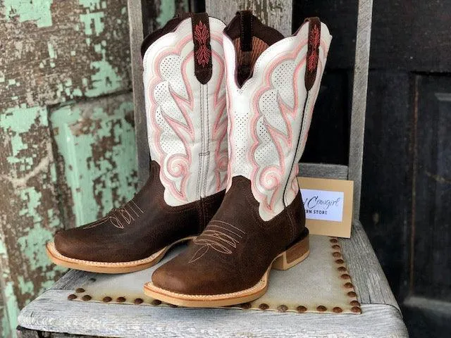 Durango Women's Lady Rebel Pro Trail Brown & White Square Toe Cowgirl Boots DRD0392