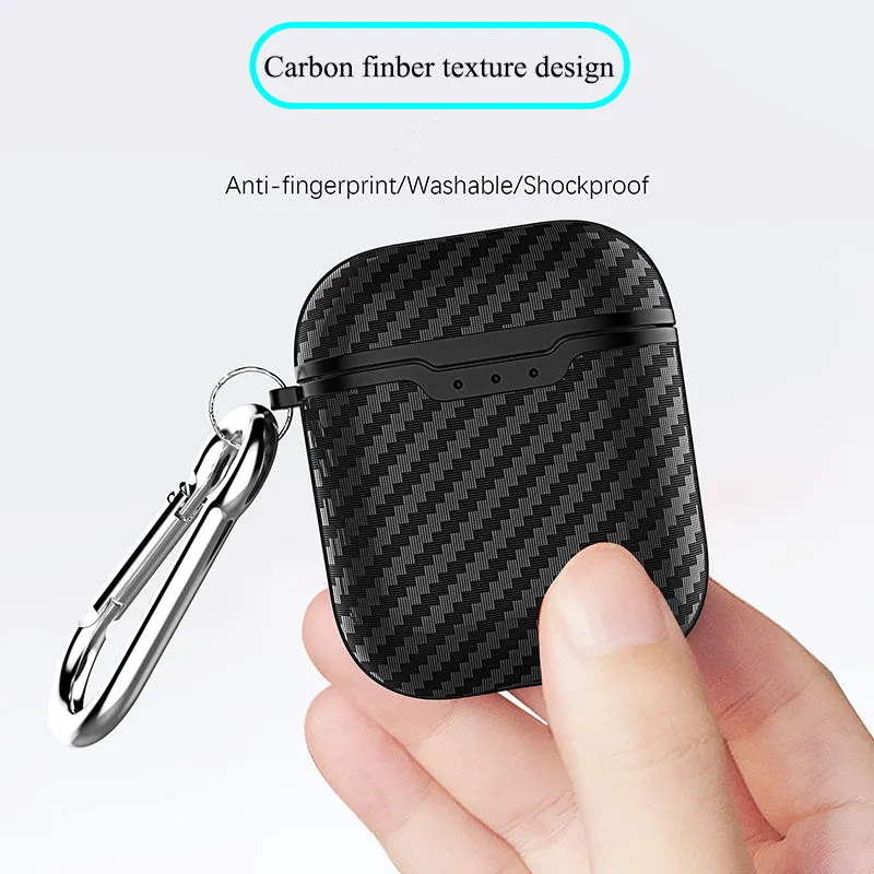 Earphone Case for Apple Airpods Travel Storage Cover Carbon Fiber Style Full Protective Case Anti-scratch green_Airpods case