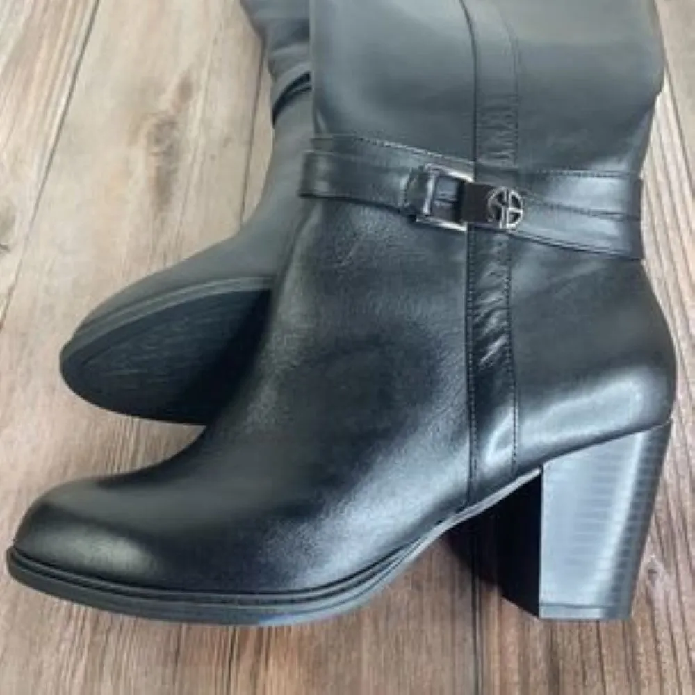 Giani Bernini Black Leather Memory-Foam Dress Boots 7