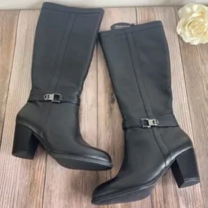 Giani Bernini Black Leather Memory-Foam Dress Boots 7