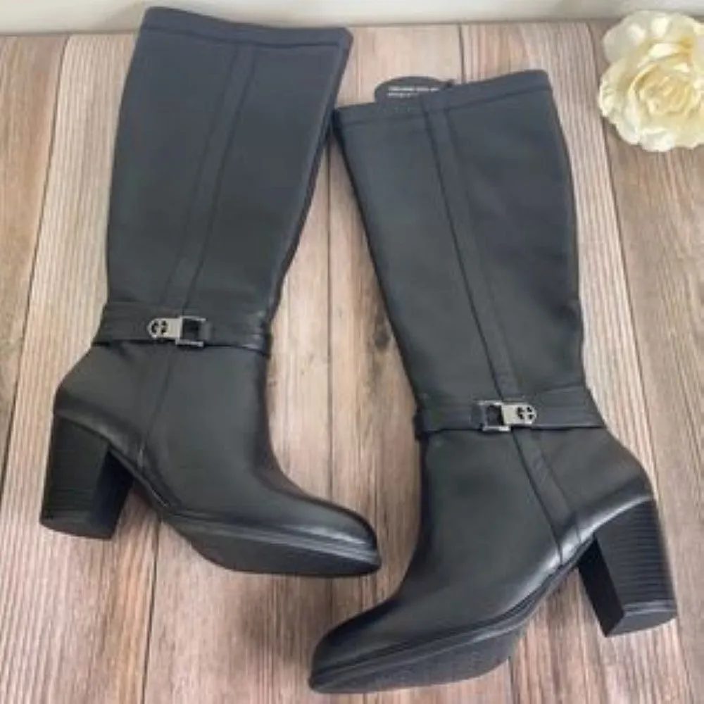 Giani Bernini Black Leather Memory-Foam Dress Boots 7