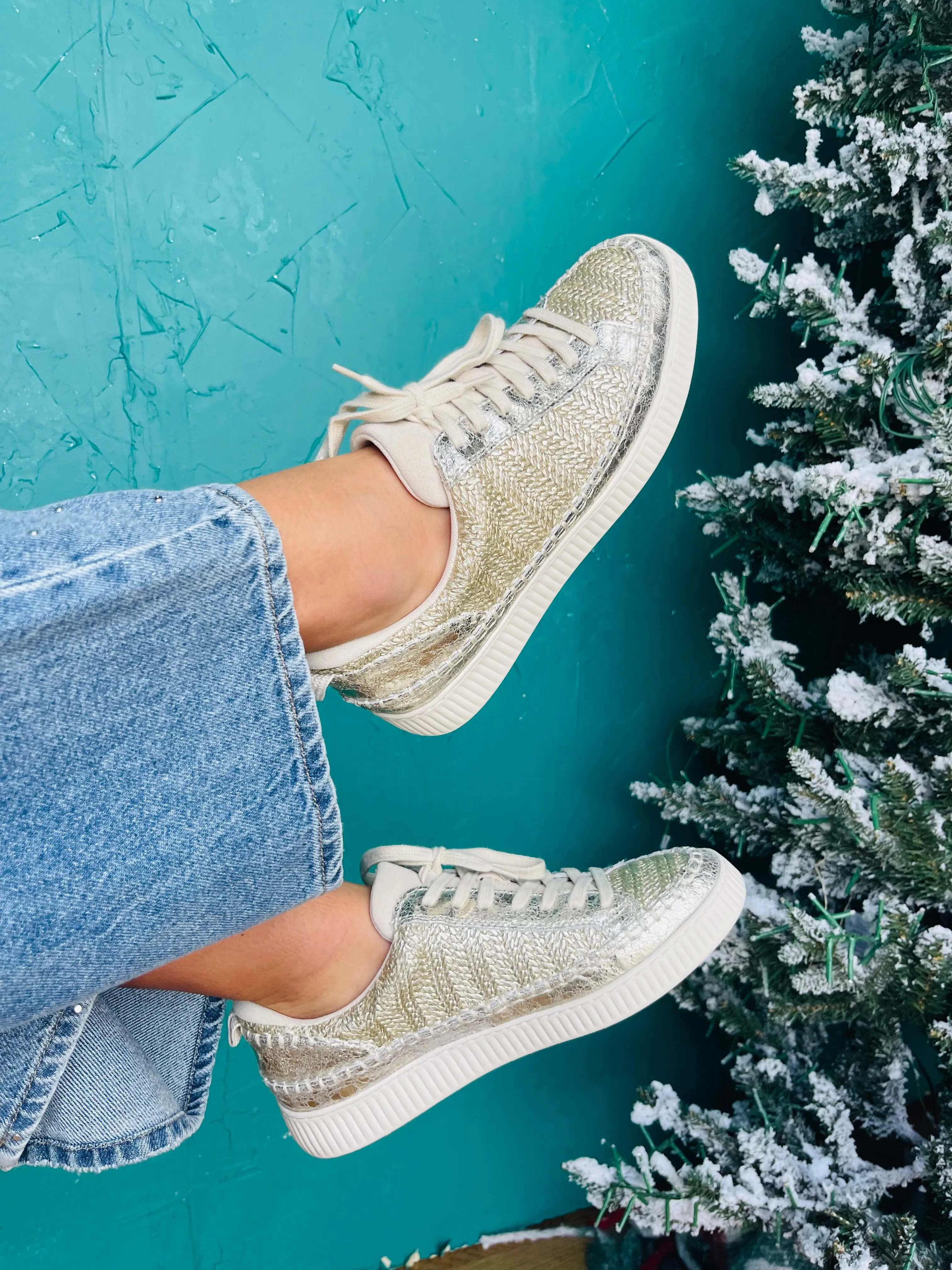 Gold Woven Sneakers