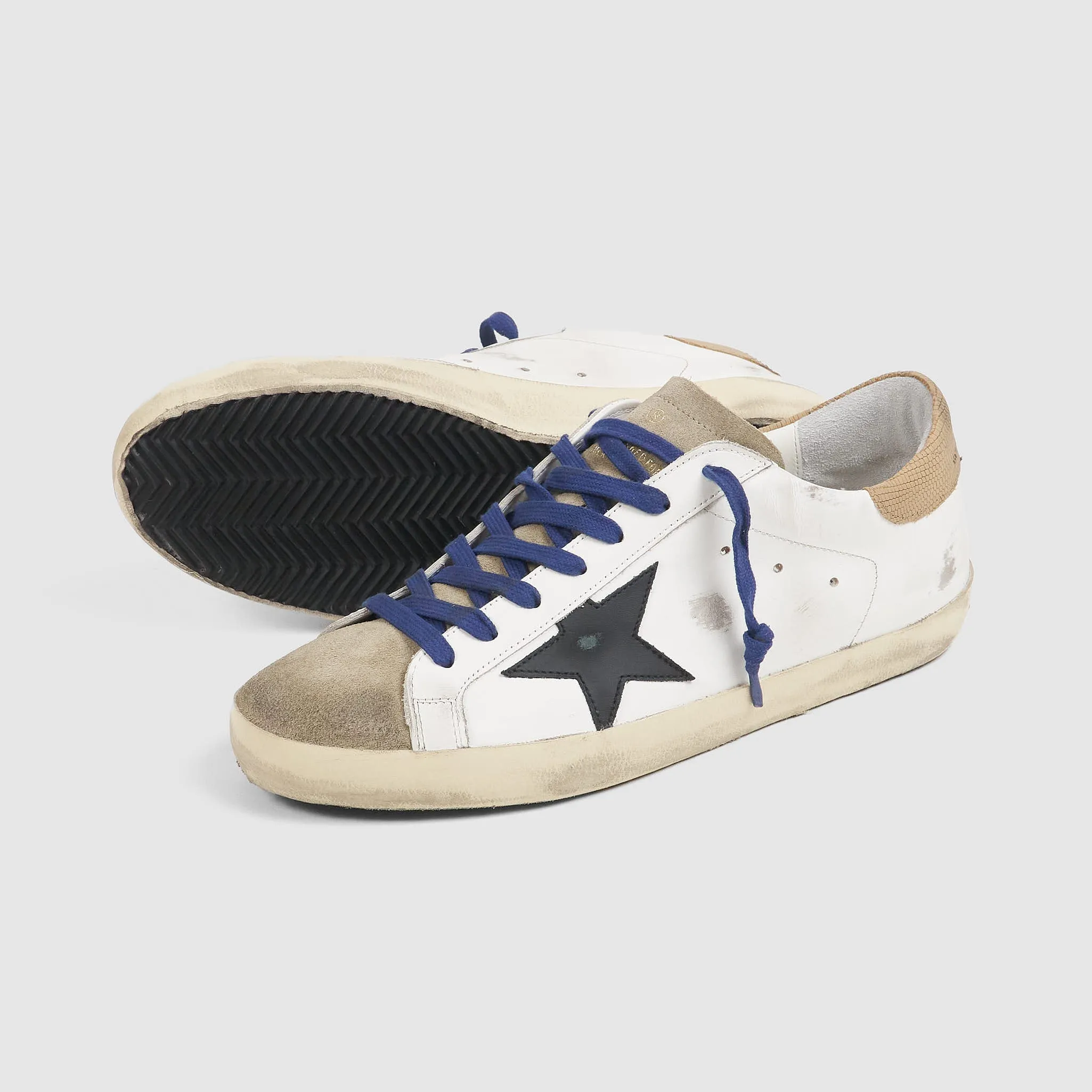 Golden Goose Superstar White Taupe Black Sneakers