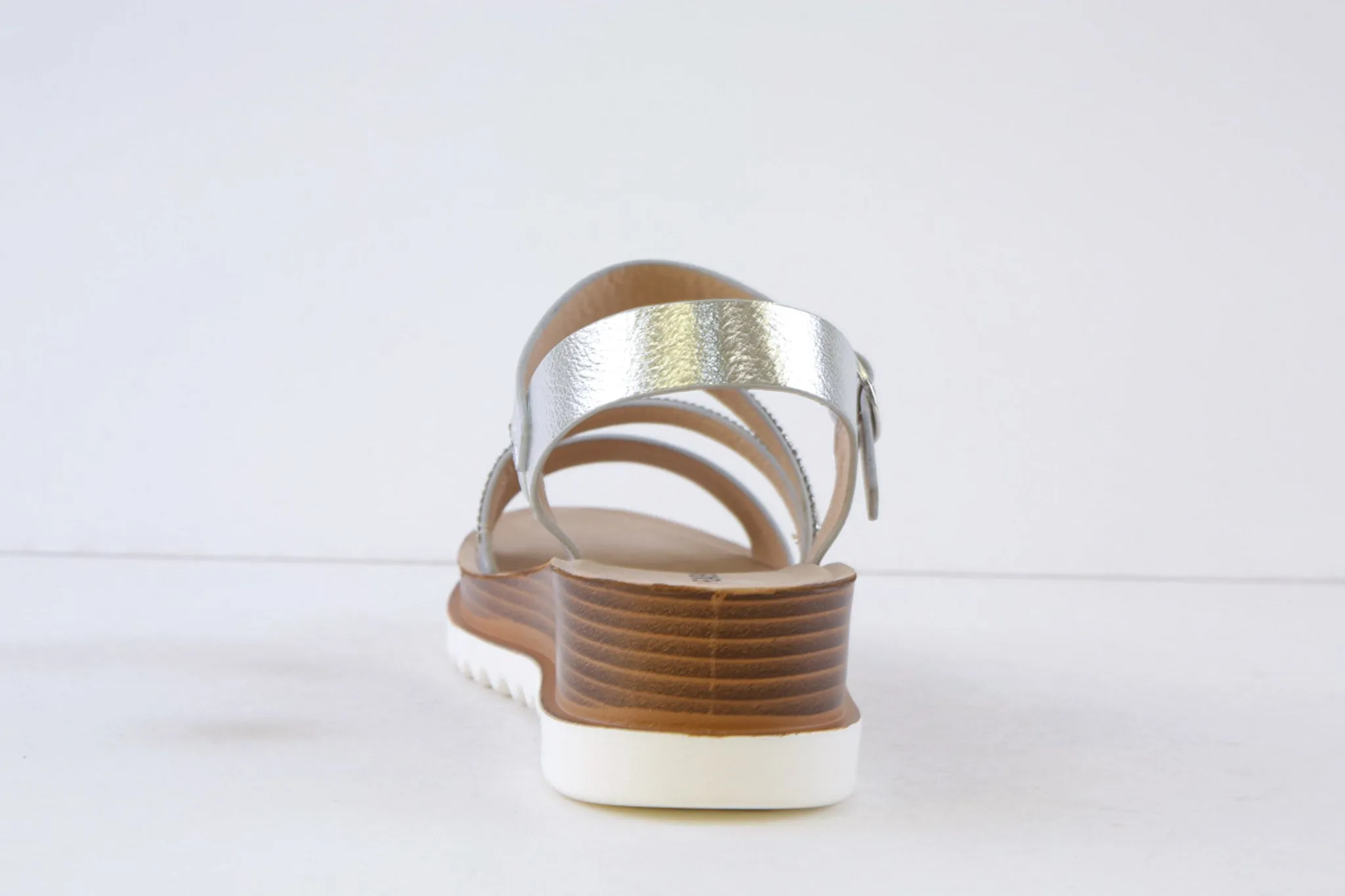 HEAVENLY FEET - JANICE LOW WEDGE SANDAL - SILVER