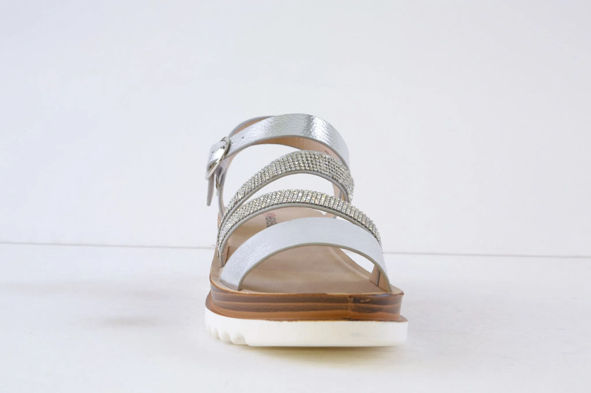 HEAVENLY FEET - JANICE LOW WEDGE SANDAL - SILVER