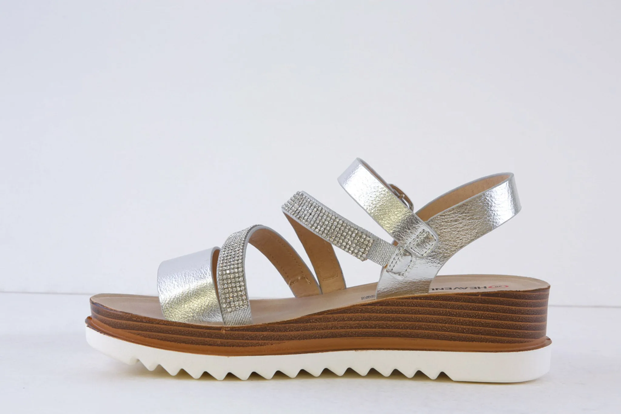 HEAVENLY FEET - JANICE LOW WEDGE SANDAL - SILVER