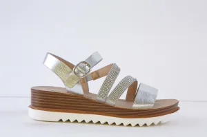 HEAVENLY FEET - JANICE LOW WEDGE SANDAL - SILVER
