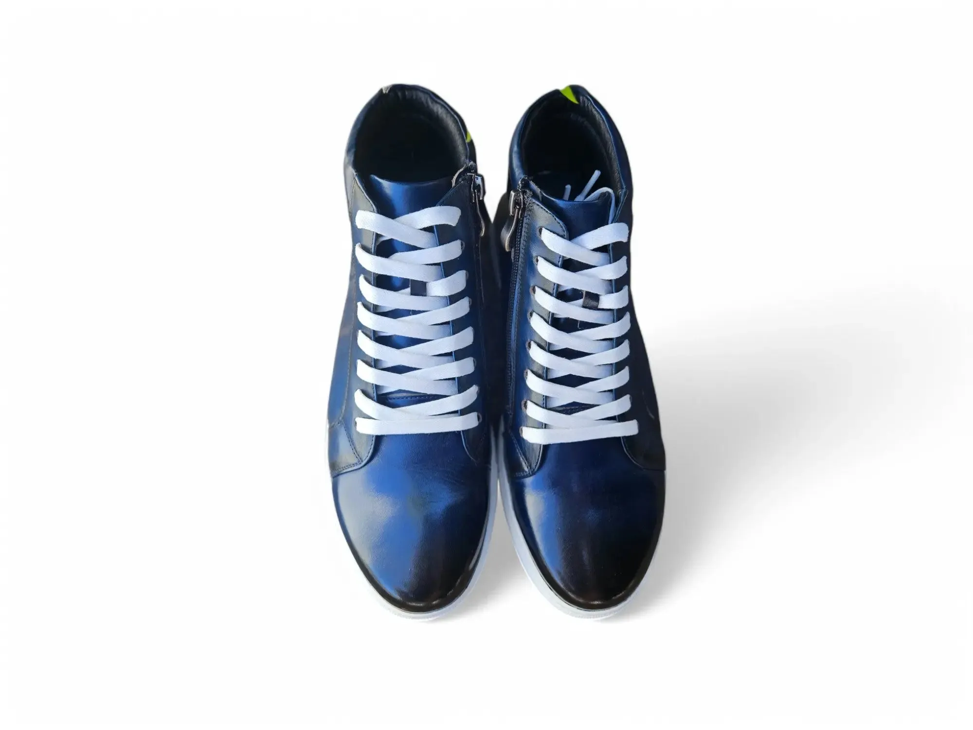 High Top Side Zipper Leather Sneaker