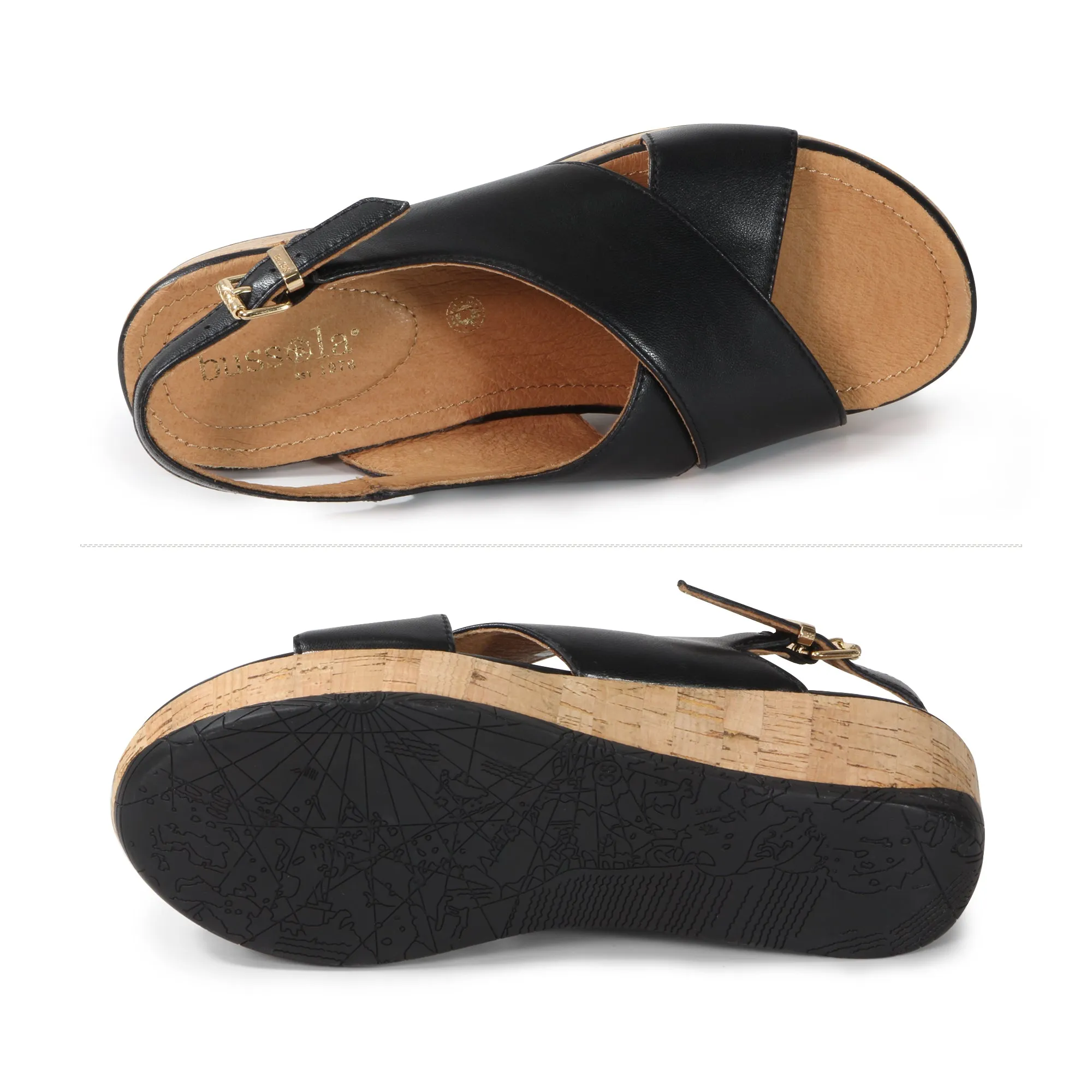 Ibiza Cross Straps Wedge Sandals (Nero)