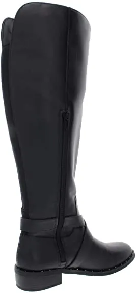 INC International Concepts Womens Fadora Leather Round Toe Knee, Black, Size 6.5